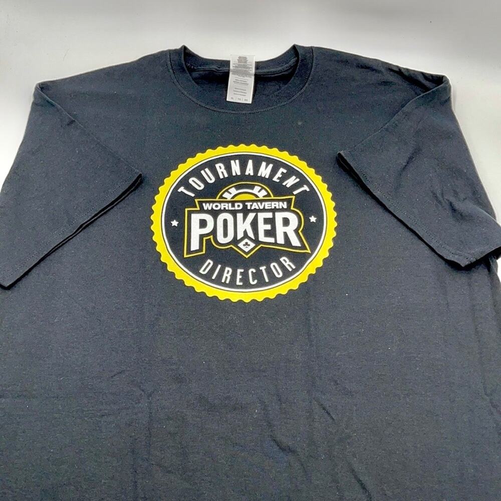GILDAN Poker Tournament men's black t-shirt sz XL